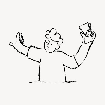Sad buyer sticker, man holding | Free PSD Illustration - rawpixel