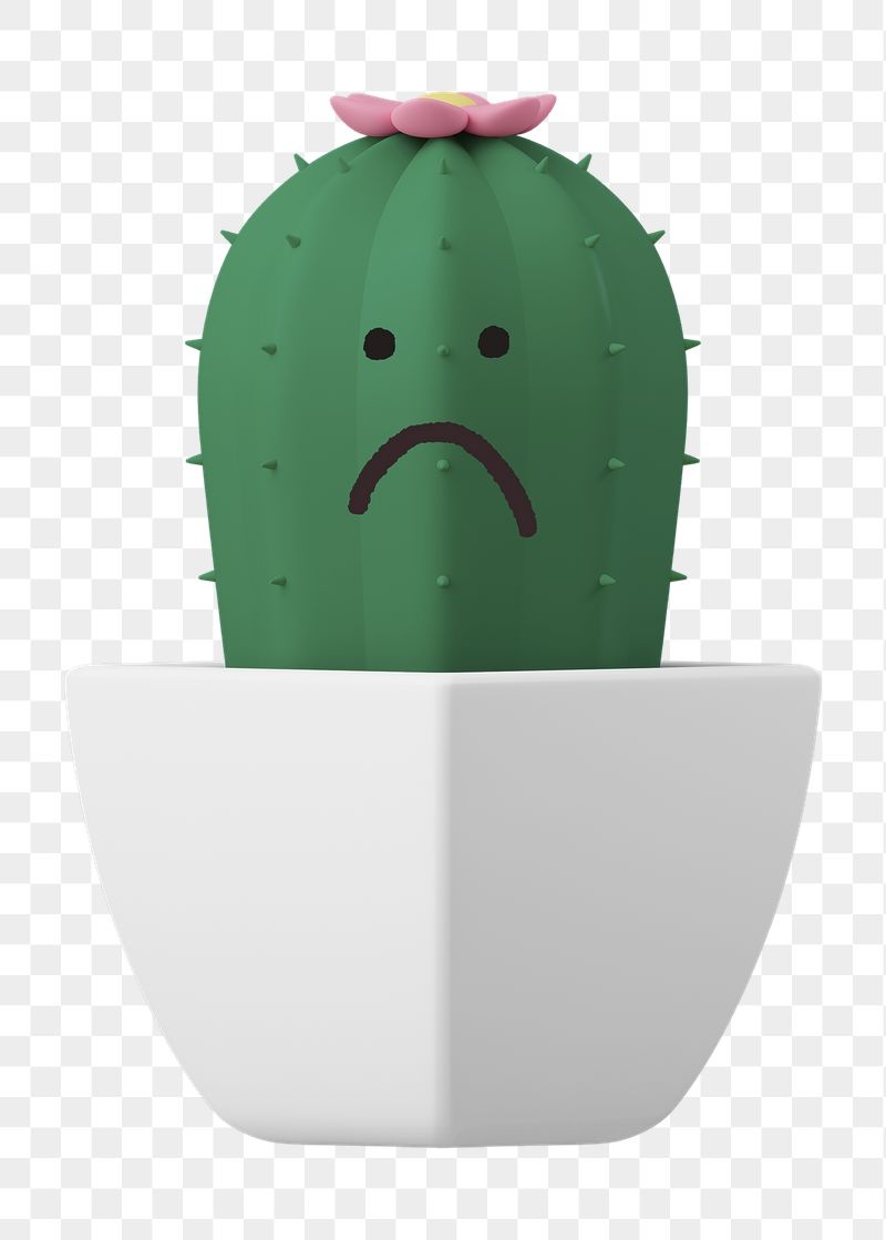 Sad cactus png sticker, 3D | Free PNG - rawpixel