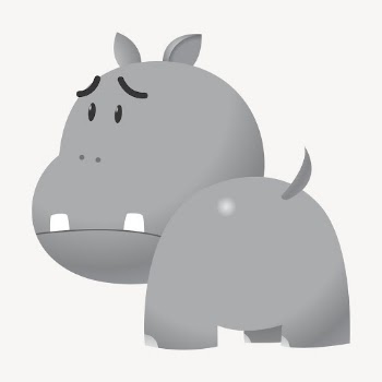 Sad hippopotamus clipart, cartoon animal | Free PSD - rawpixel
