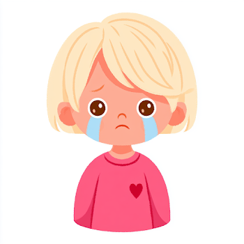 Sad Young Child Vector Illustration