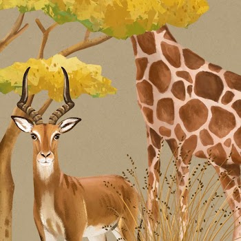 Safari animals background, drawing design | Free Photo Illustration - rawpixel