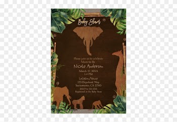 Safari Jungle Zoo Brown Animals &amp; Leaves Baby Shower - Wedding Invitation
