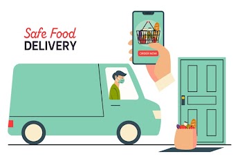 Safe food delivery Free Vector