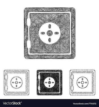 Safe icon set - sketch line art vector image