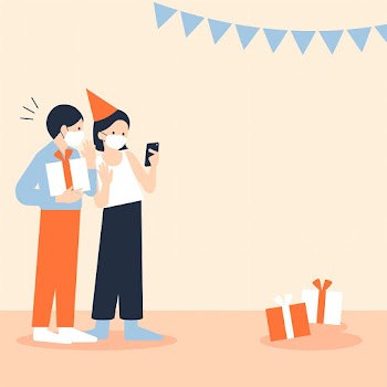 Safe virtual party psd backround new normal celebration