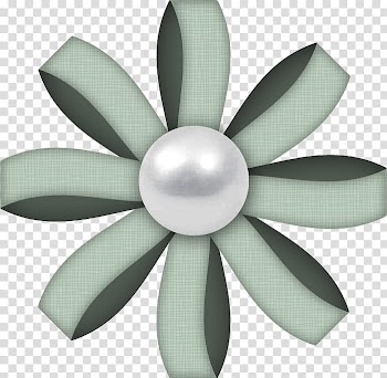 Sail Away Scrap Kit Freebie, green ribbon with pearl stud transparent background PNG clipart