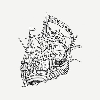 Sail ship collage element, black | Free PSD Illustration - rawpixel