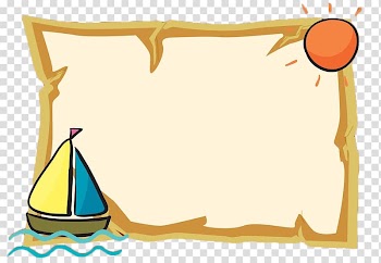 Sailboat and sun border frame, Cartoon , Cartoon sea border text box transparent background PNG clipart
