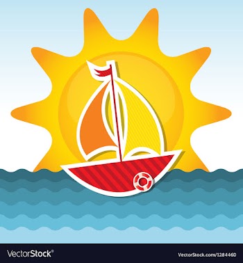  					Sailing boat on the sea vector image														