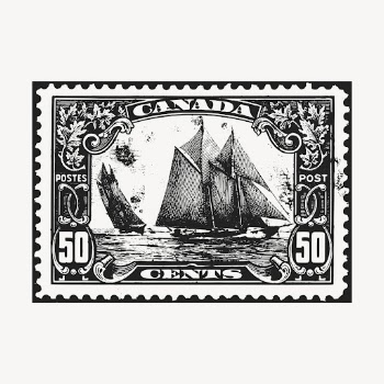 Sailing ship clipart, postal stamp | Free Vector Illustration - rawpixel