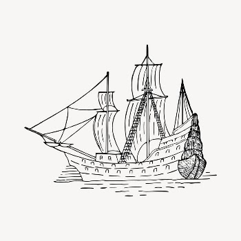 Sailing ship clipart, vintage hand | Free Vector - rawpixel