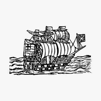 Sailing ship clipart, vintage hand | Free Vector - rawpixel