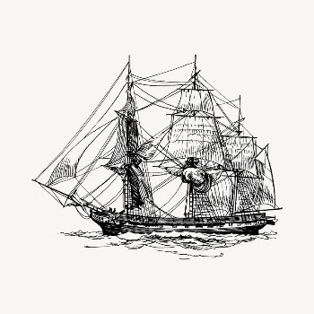 Sailing ship clipart, vintage hand | Free Vector - rawpixel