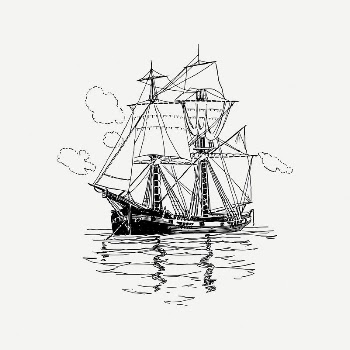 Sailing ship collage element, black | Free PSD Illustration - rawpixel