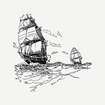 Sailing ship collage element, black | Free PSD Illustration - rawpixel