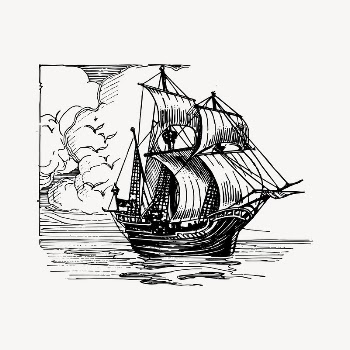 Sailing ship collage element, drawing | Free Vector Illustration - rawpixel