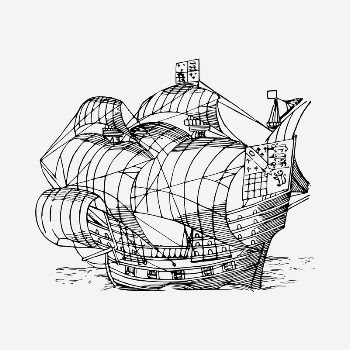 Sailing ship drawing, vintage illustration | Free PSD - rawpixel