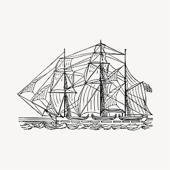 Sailing ship illustration clipart vector. | Free Vector - rawpixel