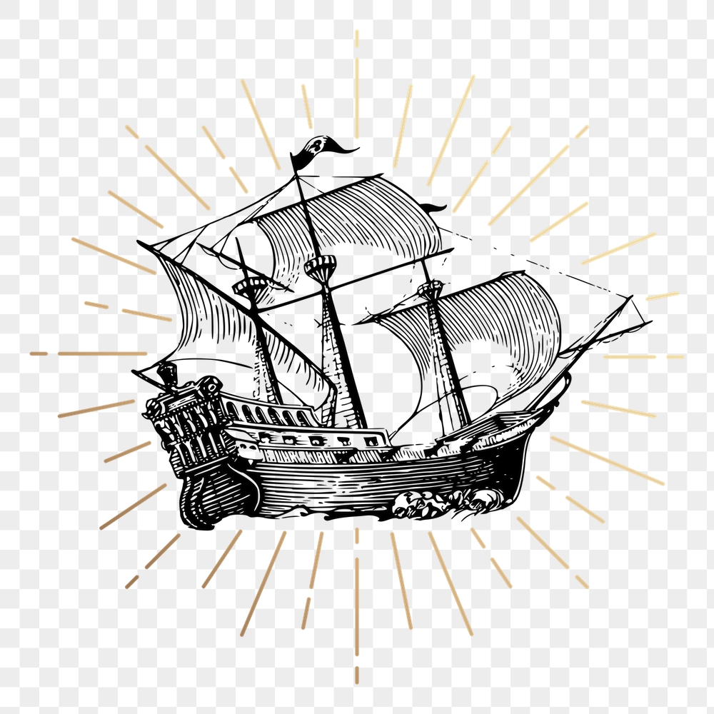 Sailing ship png sticker, vintage | Free PNG Illustration - rawpixel
