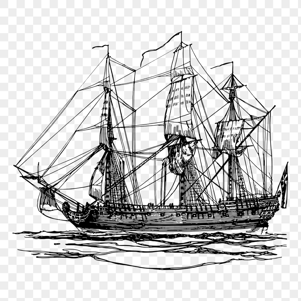Sailing ship png sticker, vintage | Free PNG - rawpixel