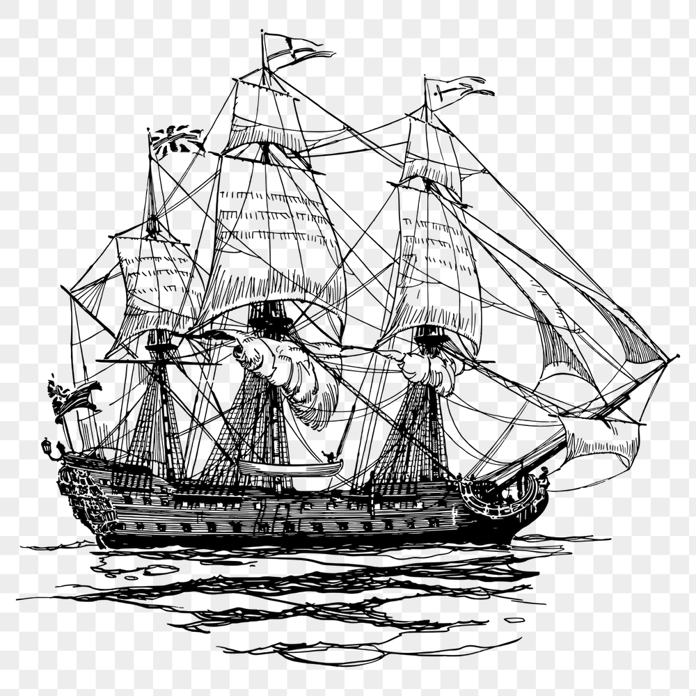 Sailing ship png sticker, vintage | Free PNG - rawpixel