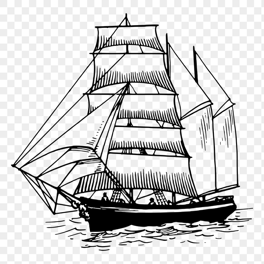 Sailing ship png sticker, vintage | Free PNG - rawpixel