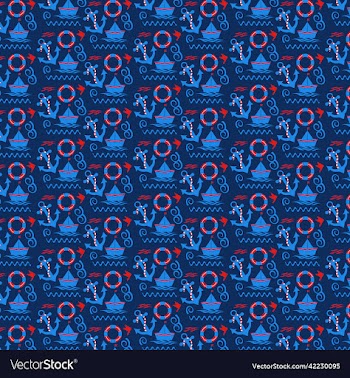 sailor and nautical pattern in blue-red style