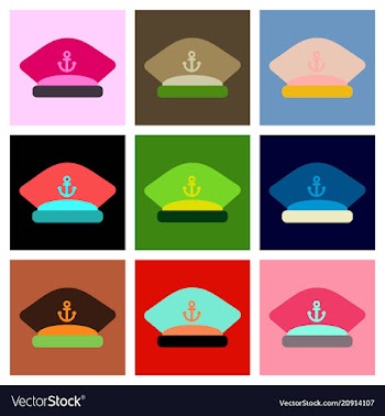 Sailors cap with an anchor captains hat vector image