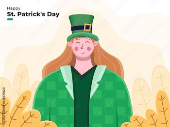 Saint Patrick's Day illustration with Women Wearing St Patrick's Costume with green color. Happy St Patrick Day. Celebrate Saint Patrick's. Suitable for greeting card, banner, invitation, poster, web.