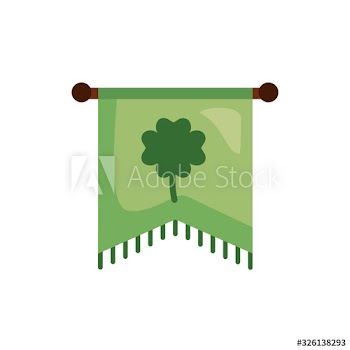 saint patricks day flag with clover leaf detailed style