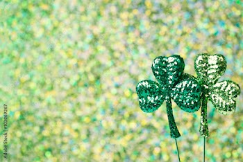Saint Patricks Day shiny green clovers