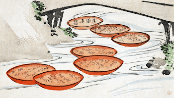 Sake cups in a river | Free Photo Illustration - rawpixel