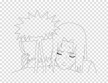 Sakura Hugging Naruto Line Art transparent background PNG clipart