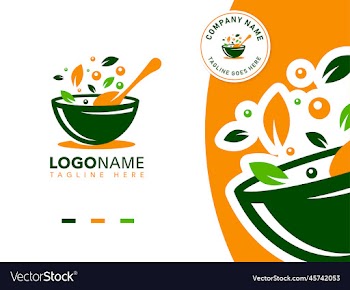 salad bowl vegetarian food logo template