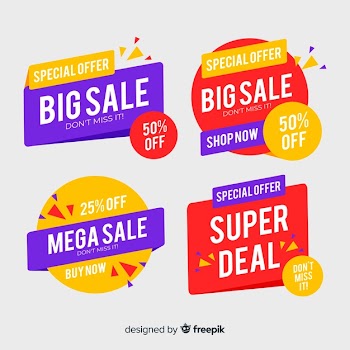 Sale banner template, mega deal discount offer Free Vector