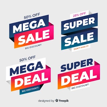 Sale banner template, mega deal discount offer Free Vector