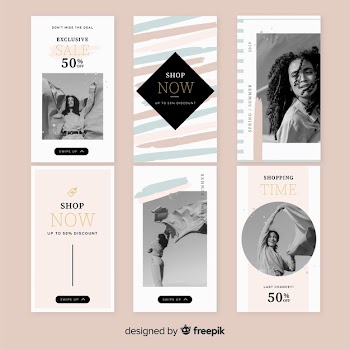 Sale instagram stories template set Free Vector