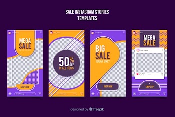 Sale instagram stories templates collection Free Vector