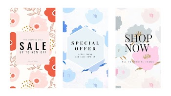 Sale promotion floral template vector set