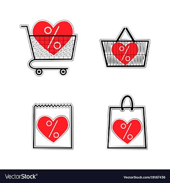 Sale shop bag basket and cart icons discount vector image