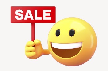 Sale sign mockup, 3D emoji | Free PSD Mockup - rawpixel