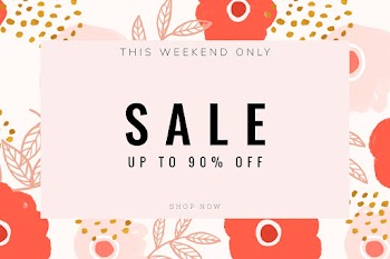 Sale up to 90% off text promotion floral frame vector