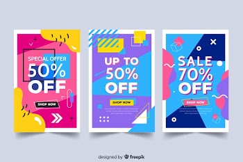 Sales banner collection in memphis style Free Vector