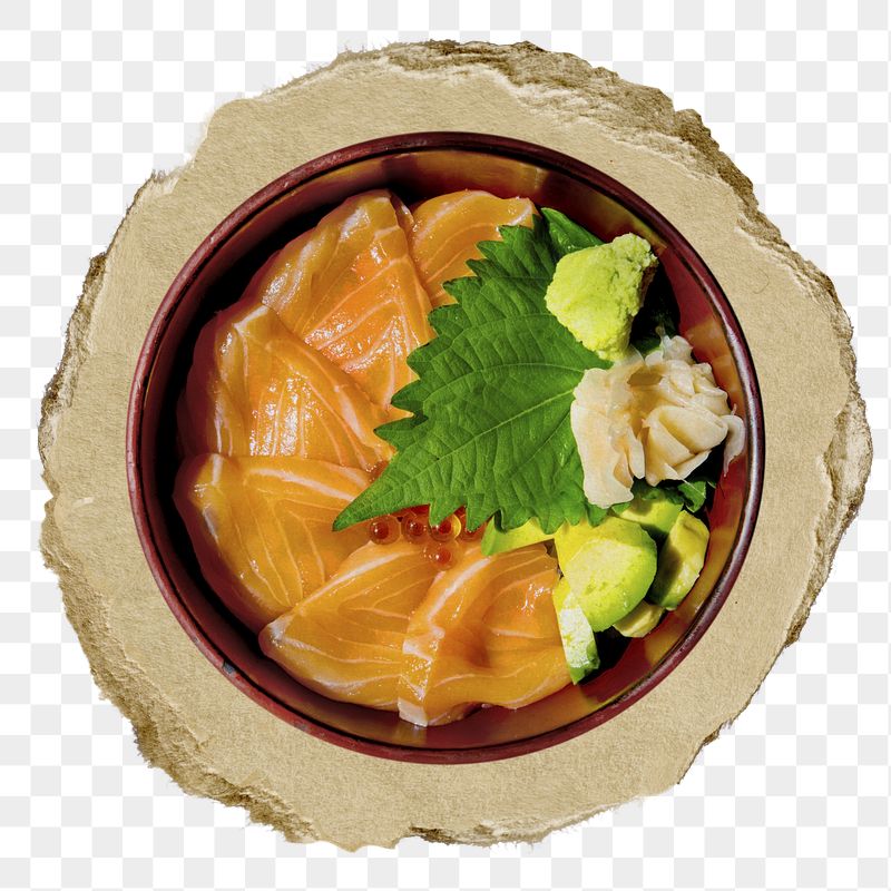 Salmon bowl png sticker, ripped | Free PNG - rawpixel