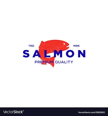 Salmon fish logo seafood label badge vector image