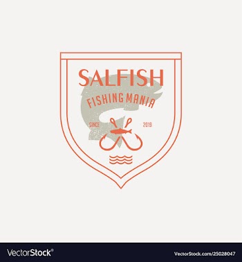 Salmon fish logo seafood label badge vector image