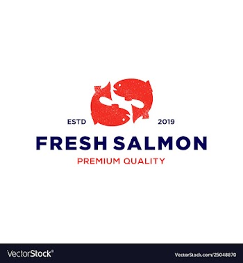 Salmon fish logo seafood label badge vector image