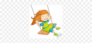Salıncakta Sallanan Kız Bebek Vektör Çizim Çıkartması - Girl On A Swing Clipart