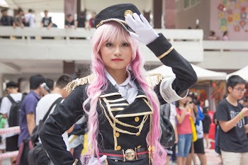 Saluting Woman In Costume