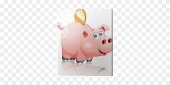 Salvadanaio Maiale Cartoon Pig Money Box Vector Canvas - Domestic Pig